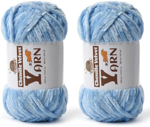 Chenille Crochet Azure Yarn 2 Pack
