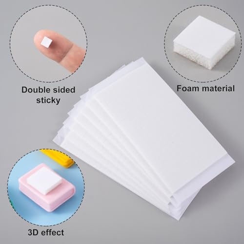 Joez Wonderful 6 Sheets Foam Adhesive Squares, 12x12x3mm & 6x6x2mm, White