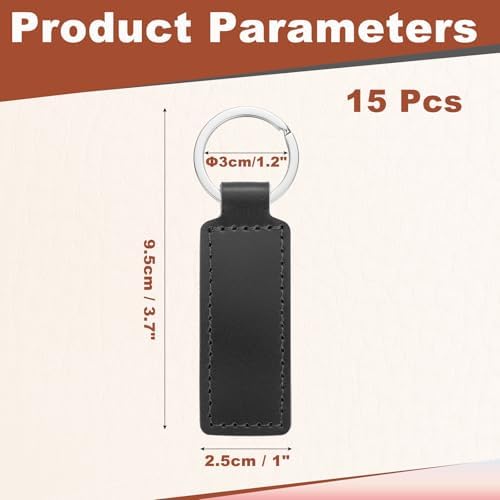 MECCANIXITY Leather Keychain Blanks Bulk Rectangle Laser Engraving Keychain Kit