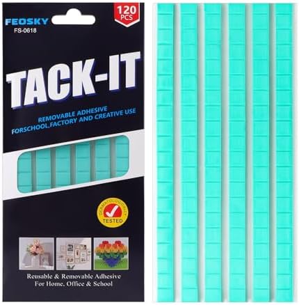 Feosky Adhesive Poster Sticky Tack Putty, Reusable and Removable Adhesive Putty, 120PCS, Mounting Putty for displaying Wall Paintings, Museum Art Photography, Picture, Crafts (Green, Pack of 1)