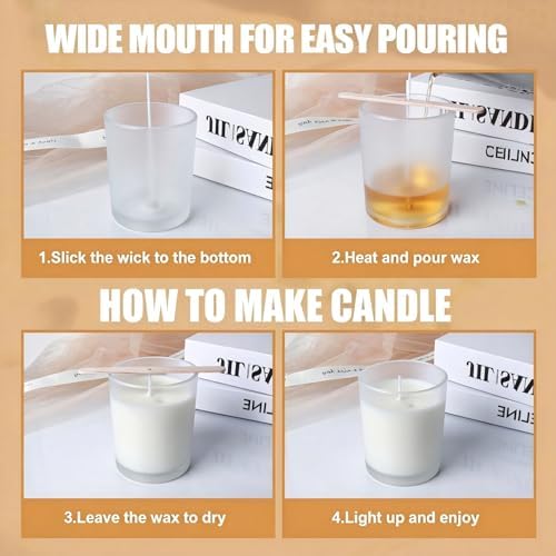 12-Pack 10oz Glass Candle Jars for Making Candles -Frosted