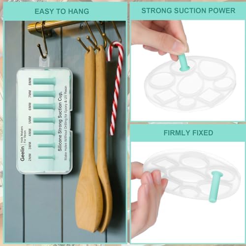 Geelin 35pcs Hole Maker for Resin, 7 Sizes(2/3/4/5/6/7/8mm) Silicone Makers | Make Holes Without Drilling for Epoxy UV Resin, Holes Tools for Jewelry Making, DIY Craft Pendant Decoration, Keychain