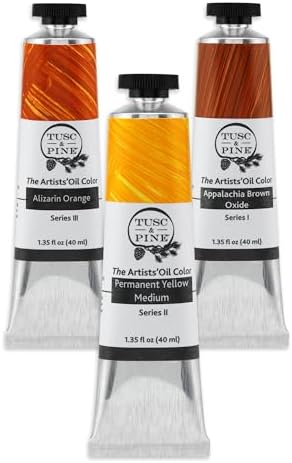 Tusc & Pine Artist Oil Paint - 40 ml Set of 3 - Assorted Mountain Range Colors - Non-Yellowing, Creamy Consistency, Max Pigment Load, Small Batch Milled Oil Paints Developed for Professional Artists