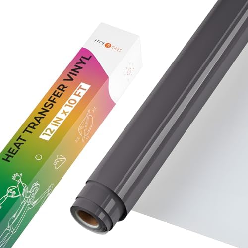 HTVRONT Heat Transfer Vinyl, Dark Grey HTV, 12 x 10FT HTV Vinyl Roll