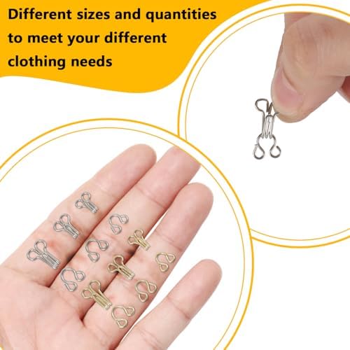 72 Pairs Hook and Eye Sewing Kit – Silver and Gold Bra Hooks Replacement in Multiple Sizes, Ideal for DIY Clothing Repairs, Underwear Alteration, and Home Sewing, with Storage Box