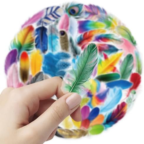 50 Pcs Feather Stickers Waterproof Graffiti for Scrapbooking
