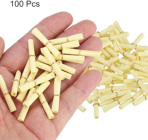 MECCANIXITY Mini Vintage Message Paper Scrolls, 100Pcs Valentine Message Paper, Lucky Wish Paper Roll for Party Birthday, Light Yellow