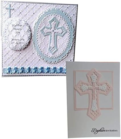 Scrapbooking Die-Cuts, Layer Frame Net Set Metal Cutting Dies for Card Making, Paper Craft Template, Background Embossing Stencils, DIY Album Décor (Five Crosses-11.4x12.5cm)