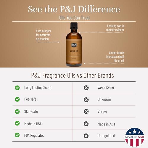 P&J Trading - Almond Scented Oil 100ml - Fragrance Oil for Candle Making, Soap Making, Diffuser Oils