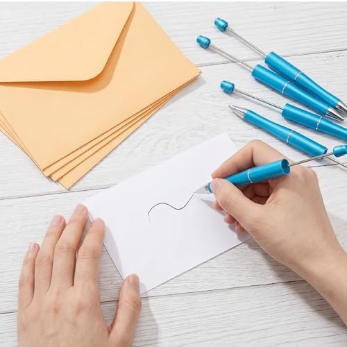 30Pcs Sky Blue Beadable Pens Beaded Ballpoint Pens Bulk for DIY Writing