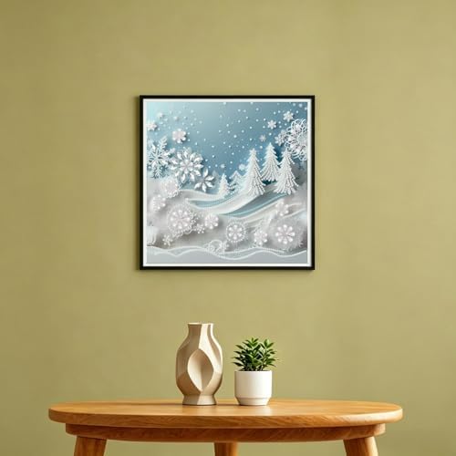 DIYBEADDOT Snow-Covered Diamond Art Kits for Adults，Snowflake Special Shape Diamond Painting Kits for Beginners, DIY Gem Painting for Adults Crafts Home Wall Decor 11.8 X11.8 Inch