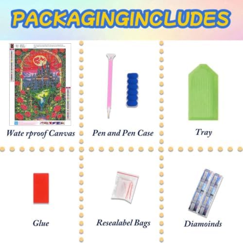 Lophomie Diamond Art Kits for Adults, 5D Castle Diamond Painting Kits