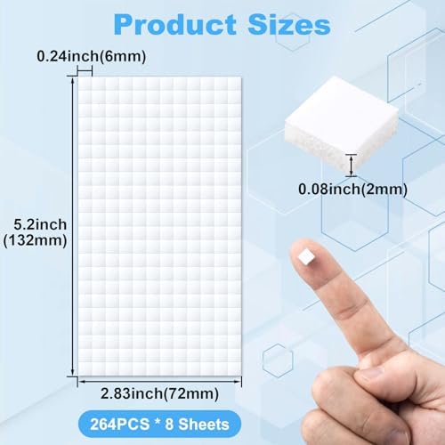 Joez Wonderful 8 Sheets Foam Adhesive Squares, 0.24in, White
