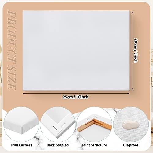 Thenshop 80 Pack Stretched Canvas for Painting 8 x 10 Inch Triple Primed Acid Free 100% Cotton White Blank Canvas for Painting Supplies Oil and Acrylic Pouring Art Watercolor