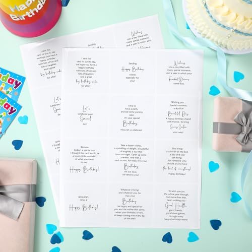 Watersay 240 Pcs Happy Birthday Peelable Stickers for Card Making Embellishments Selection Peelable Stickers for Adults Verses and Sentiments DIY Card Making Decoration, 4 x 3.5 Inches