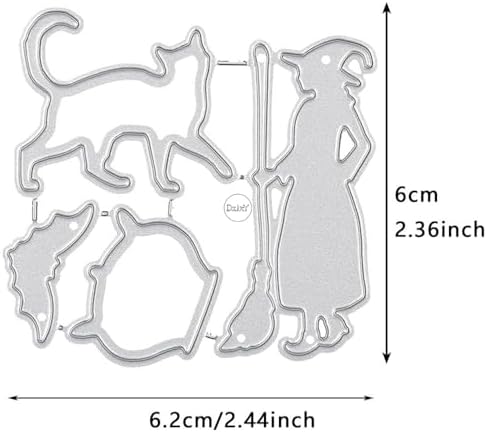 Halloween Witch Cat Bat Metal Cutting Dies for Card Making