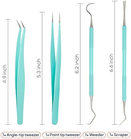 Premium Vinyl Weeding Tool Kit - Precision Stainless Steel Weeder - Hook and Pick with Fine Tweezers Crafting Set - by iVyne