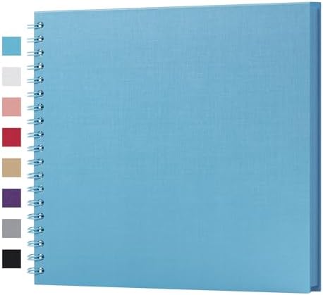 potricher 10 x 10 Inch DIY Scrapbook Photo Album 40 Pages, Blue | Thick Kraft Paper Scrap Book Photo Albums, Memory Book for Wedding, Anniversary, Baby, Family, Travel, DIY Projects