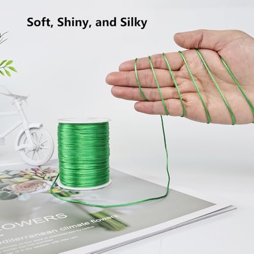LUSTEMBER 330 Feet Satin Nylon String, 1 mm Silky Smooth Durable Nylon Cord for Jewelry Making, Bracelets, Beading, Necklaces, Macrame, Kumihimo, Rattail, and Chinese Knot Craft