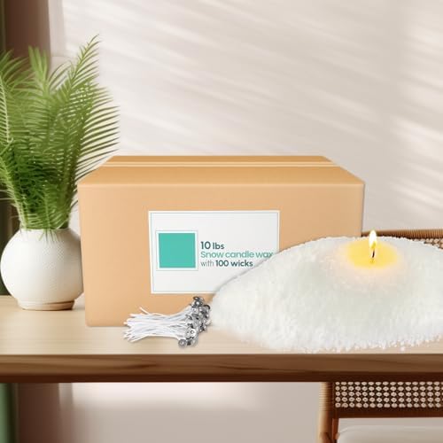 pliadvbu 10 lb Wax Sand DIY Pearl Candle Kit, 100 Wicks, Natural Pearl Wax, Reusable, Unscented Powder for Making, Weddings and Parties