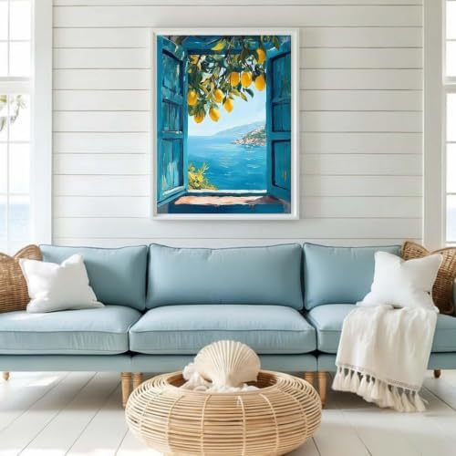 Diamond Art Kits for Adults,Lemon Window View Diamond Painting Kits 12x16in