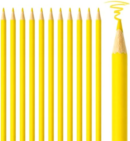 12 PCS Yellow Colored Pencils, Pre-sharpened Professional Wooden Art Pencils Set for Artists Painting | Premium Drawing Sketching Supplies