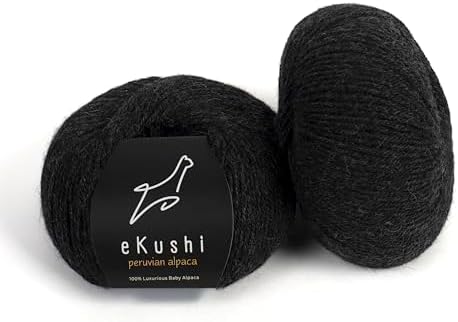 100% Baby Alpaca Yarn for Knitting & Crocheting - Set of 2 Skeins of Premium Yarn DK - Lightweight, Hypoallergenic & Thermal Peru Made - Ideal for Delicate Projects (N044 - Charcoal)