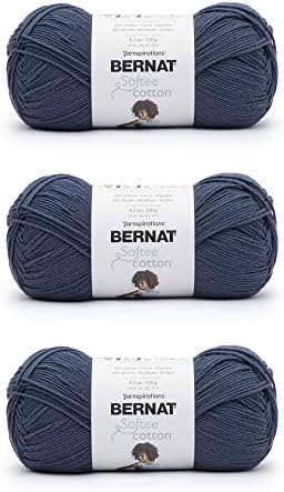 Bernat Softee Cotton Yarn for Crocheting Soft, Seaside Blue, 3-Pack