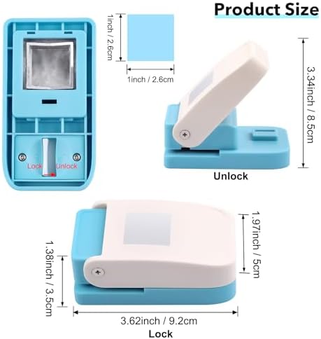 Square Hole Punch, 1 inch Square Punch, Stamp Puncher, Postage Stamp Cutter Hole Puncher, Lever Paper Punches for Crafting Card Making Scrapbook Supplies, DIY Projects, Scrapbooking Cutting Tools