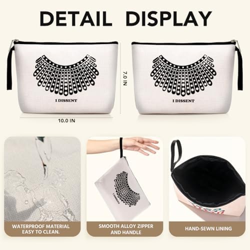 Hanamiya Na Feminist Gifts Women RBG Dissent Makeup Bag Ruth Bader Ginsburg