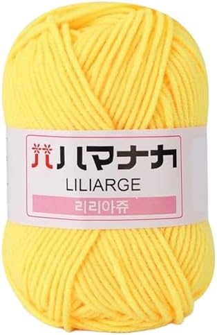 TiaoBug 1Roll Milk Cotton Yarn Solid Color Crochet Yarn for DIY Crafts Knitting Bag Doll Blanket Garments Hat Yellow One Size