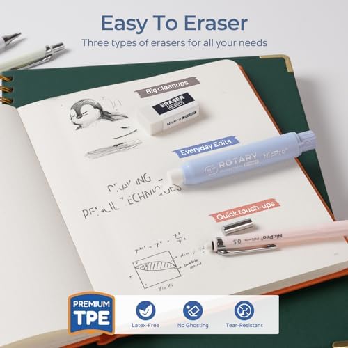 Nicpro Cute Mechanical Pencil Set, 4PCS 0.5&0.7 mm Pastel Drafting Pencils