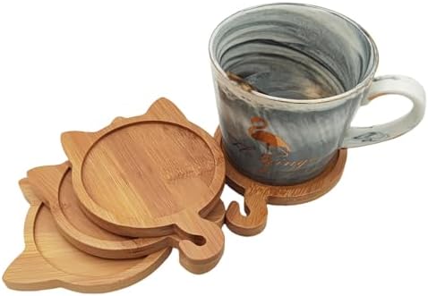 4PCS Mosaic Bamboo Coasters for Crafts, Blank Base Trays, Drinking Cup Coaster, Plant Coaster, Art Plate,DIY Mosaic Supplies (Cat)