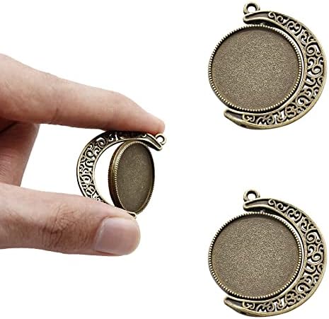 Moon Rotation Double Side Pendant Trays, Bronze, 30Pcs 10Sets
