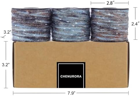 Artisanal Yarn Collection Multifiber Fancy Yarn for Knitting Crocheting Crafts DIY, Set of 3 Rolls(097 Misty Blue Sea Sand)