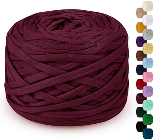 285g T Shirt Yarn for Crocheting 109 Yards Elastic Ribbon Thick Crochet Fabric Knitting T-Shirt Yarn for Crochet Bag, Blanket, Basket, DIY Projects, Home Decor (Fuchsia)