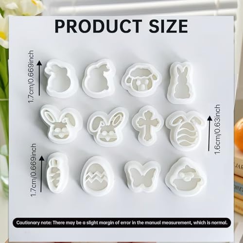 12 Pcs Easter Polymer Clay Cutters Set - Cute Bunny, Egg, Chick & Butterfly Clay Cutters for Polymer Clay Jewelry Making, Earring & Craft Supplies