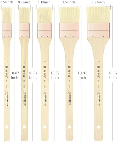 XDT#2805 Hake Brush 5Pc Set-Flat Watercolor Brush with Goat Hair– Ideal for Painting and Broad Strokes