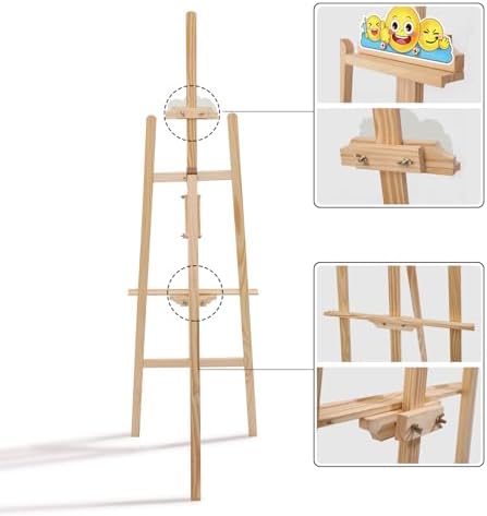 Smiley Wooden Easel for Painting, Wedding Signs & Display, Adjustable