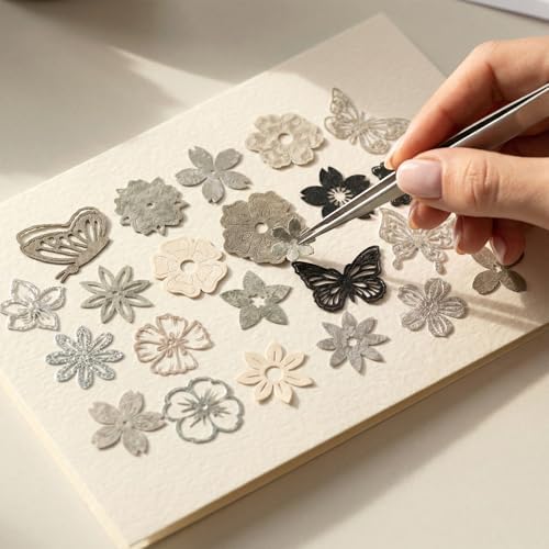 50pcs Scrapbook Collage Paper Flowers, Mixed Colors