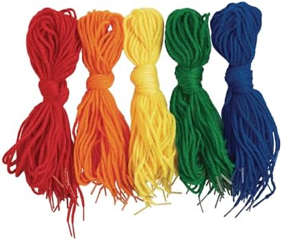 Colorations YARNTIP Tipped Lacing Yarn for Kids, 100 Pieces, Assorted Colors, 32 Inches Long, Weaving, Beading, Arts & Crafts, Jewelry, Motor Skills, Reusable, Stringing Activities