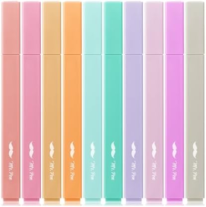 Mr. Pen- Aesthetic Highlighters No Bleed, 10 Pack, Assorted Colors | Chisel Tip, Cute Highlighters Assorted Colors for Journaling, Highlighting, Underlining, Fast Dry, Back to School Supplies
