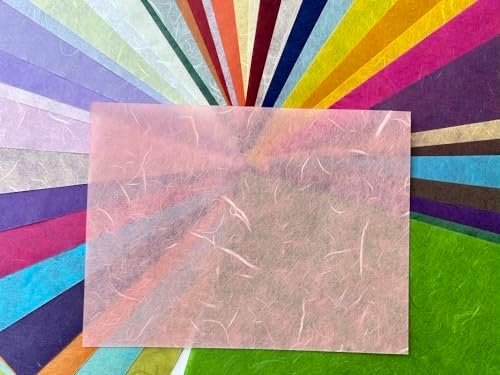 A5 50 Sheets Natural Fiber Mulberry Tree Mulberry Paper Sheets Art Tissue Washi Paper Design Craft Art Origami Suppliers Card Making 8.3" x 5.8". (Mixed 50 Color, A5) (Pack of 2)