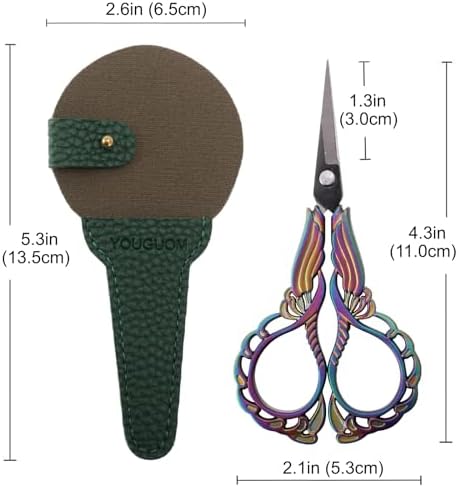 YOUGUOM Embroidery Scissors with Cover, Sewing Crafting Shears