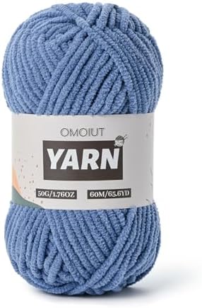 Plush Chenille Chunky Crochet Yarn - Baby Yarn for Crocheting Soft - Velvet Yarns Knitting for Blankets Crafts - Fluffy Amigurumi Yarns 50g / 65.6yd (Navy Blue)