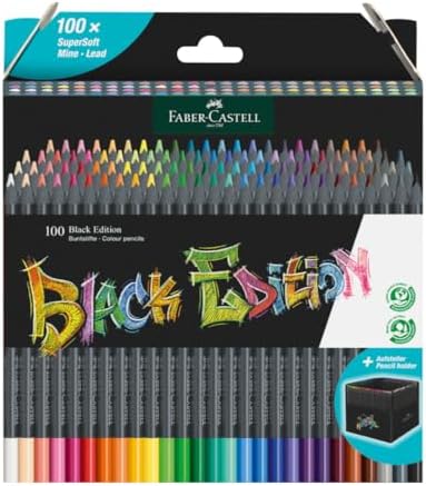 Faber-Castell Black Edition Colored Pencils, 100 Count, Storage Sleeve