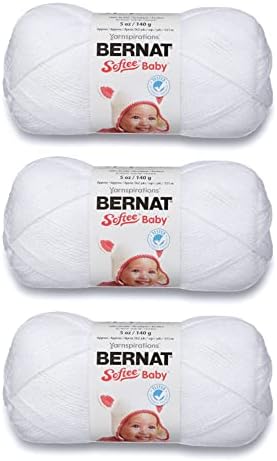 Bernat Softee Baby Yarn for Crocheting Soft, White, 3-Pack