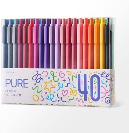 Kaco PURE Colored Gel Pens 0.5mm 40 Pieces Set Comfort Grip Quick Drying