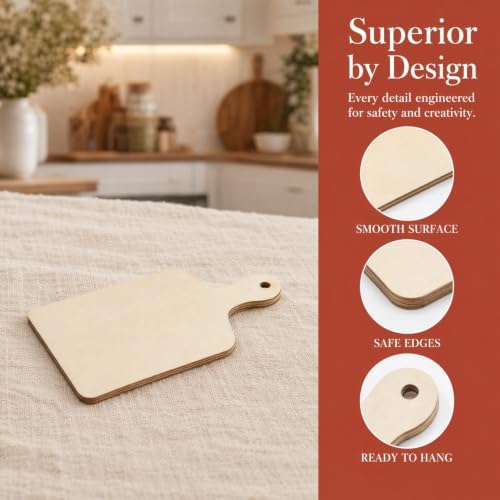 6pcs Mini Wooden Cutting Boards Tray - Blank Unfinished Wood Craft Set, DIY Wood Trays, Poplar Plywood Painting Kit, Classroom Projects
