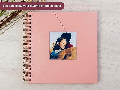 potricher 10 x 10 Inch DIY Scrapbook Photo Album 80 Pages, Pink | Thick Kraft Paper Scrap Book Photo Albums, Memory Book for Wedding, Anniversary, Baby, Family, Travel, DIY Projects